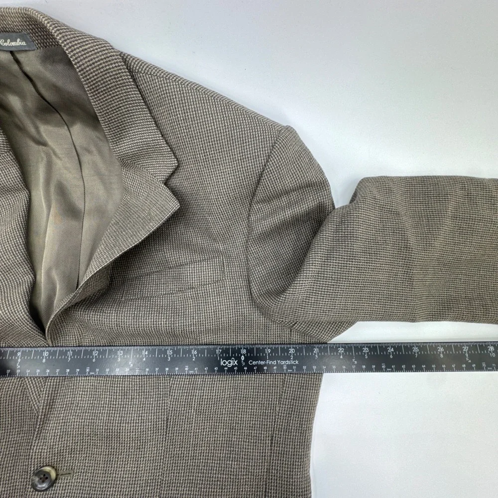 Oscar‎ de la Renta Mens Blazer 44R Gray Micro Houndstooth Two Button Sport Coat